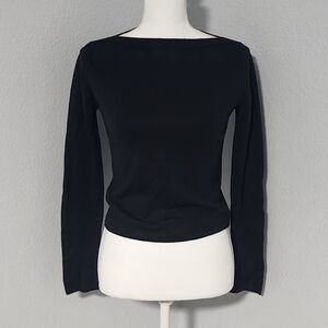 Chic Vintage Y2K Esprit Black Long Sleeve “Boat-Neck” Sweater Top - Size Medium